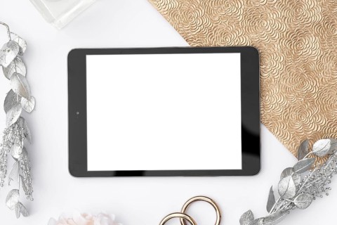 Tablet mock up with decorations