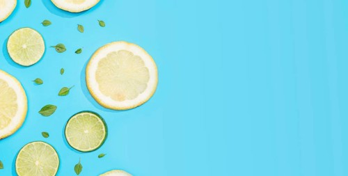 Top view lemon lime with copy space