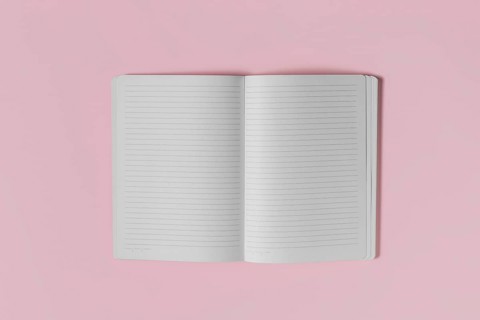 Top view open blank notebook