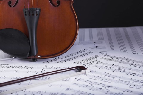Violin standing sheet music