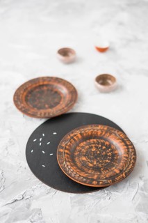 Wooden plate concrete textured background