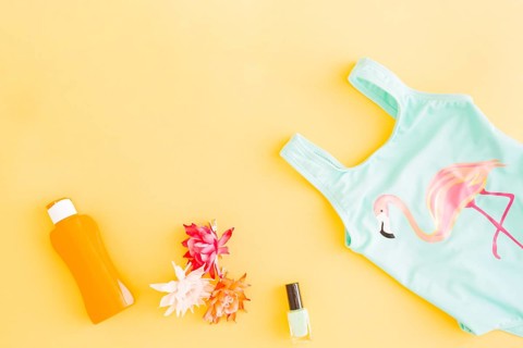 Accessories beach summer holiday yellow background