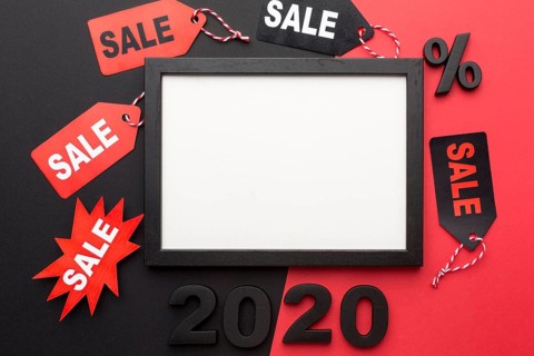 Arrangement black friday elements with empty frame