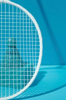 Badminton racket blue shuttlecock