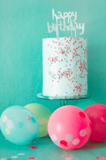 Birthday cake with balloons