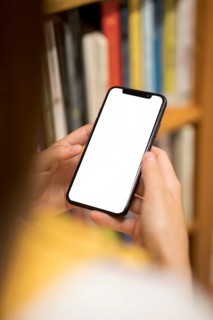 Blank screen smartphone female hands