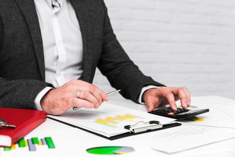 Business man working office desktop