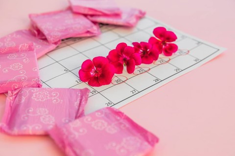 Calendar with flowers sanitary towels