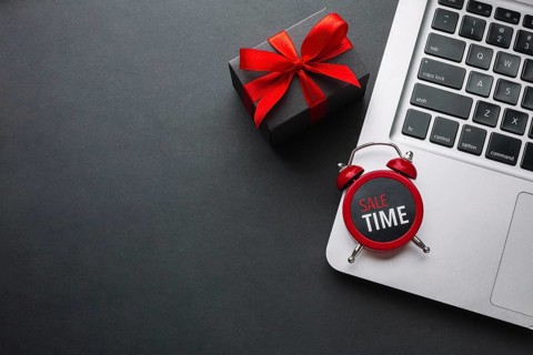 Clock laptop with copy space