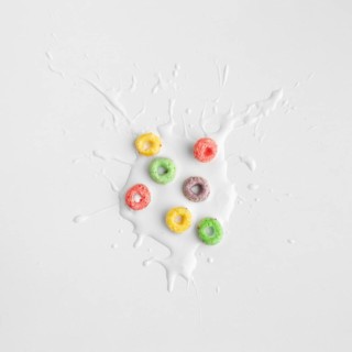 Close up splash milk with cereal