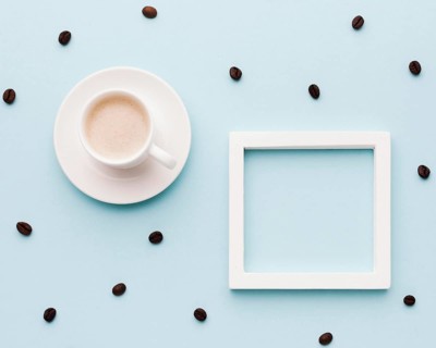 Coffe cup beans table