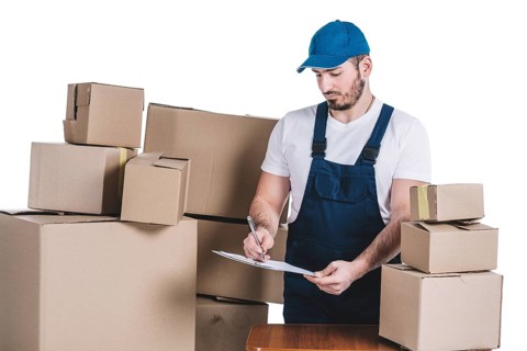 Courier signing parcels