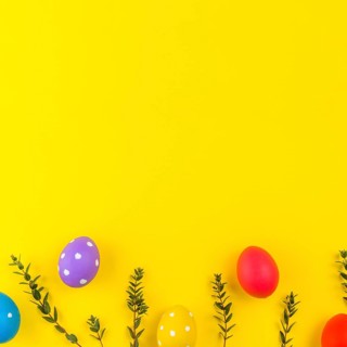 Easter eggs with plant branches table