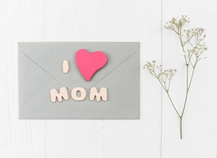 Envelope mother s day with branch gypsophila