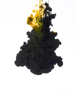 Falling dark droplet ink