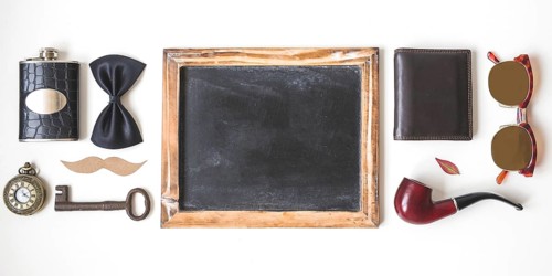 Fathers day composition with slate accessories