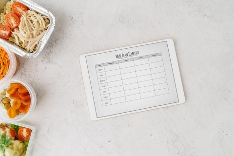 Flat lay food menu plan template