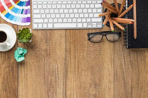 Flat lay items redecorating house with copy space