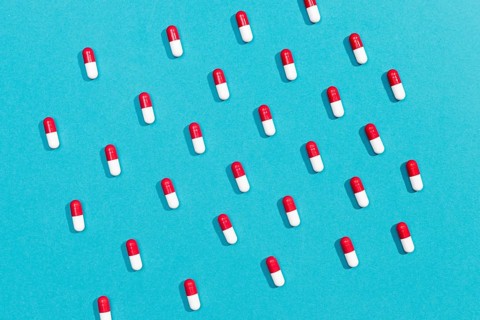 Flat lay pills collection