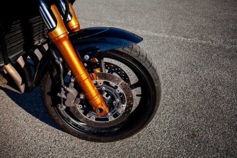 Front tire orange motorbike