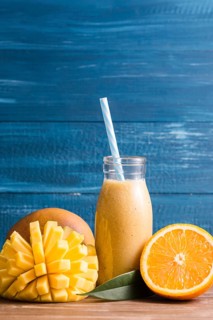 Front view mango orange smoothie