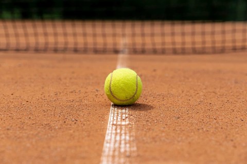 Front view tennis ball court ground