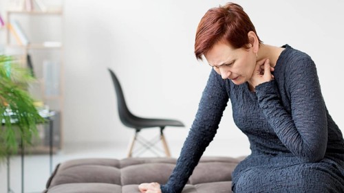 Front view woman with anxiety
