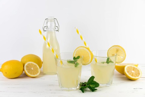 Glasses lemonade with straws