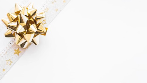 Golden satin ribbon white background