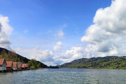 Picturesque landscape at the Großer Alpsee with mountains