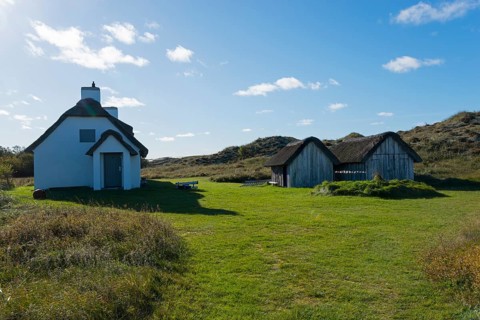 Thatched house and shed at Rabjerg Mile
