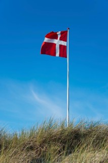 Danish flag waving in the wind
