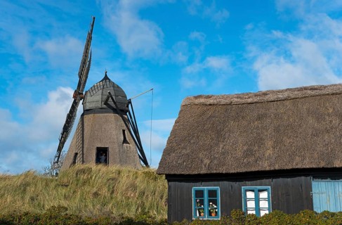 Dutch mill and thatched house