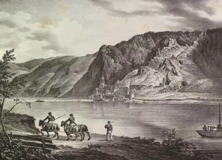 The Danube in Lower Austria. City and ruins of Duernstein Castle