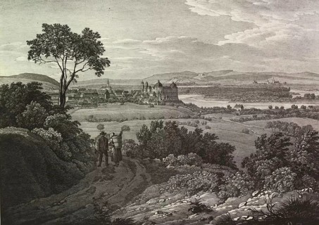 The Danube in Lower Austria. View to Klosterneuburg and Korneuburg