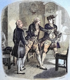 Frederick William I of Prussia threatens his son Frederick after his failed attempt to flee Germany. Frederick William I