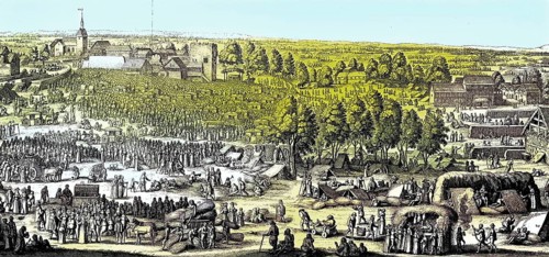 Lage des Dorfes Hornhausen mit seinen Heilquellen im Jahre 1646