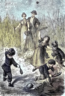 A family with 4 children on a sunday afternoon playing at the Pfaueninsel