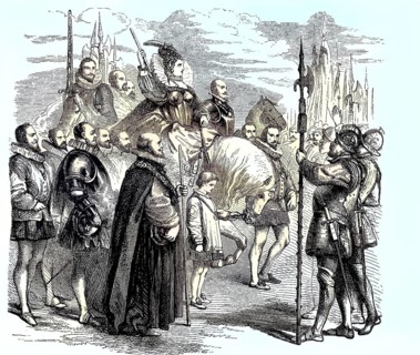Queen Elisabeth on the way to the new stock exchange