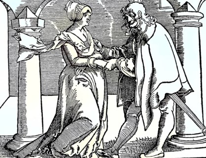 Digitally improved: Thou shalt not covet thy neighbour's wife or thou shalt not commit adultery. Illustration from a work on the Ten Commandments