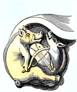 Satire on the life-loving monks. Wooden sculpture on a choir chair of Winchester Cathedral