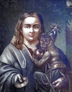 Young Savoy asks for alms for himself and his monkey