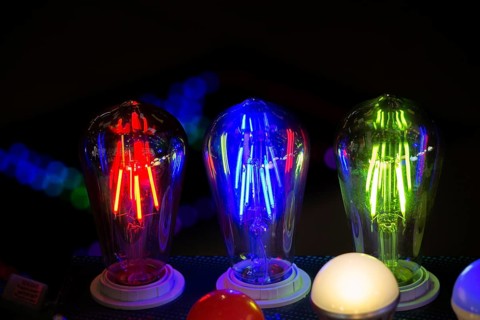Decorative style filament light bulbs in view