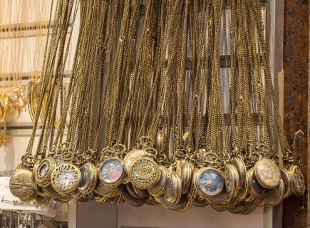 Set of retro styled pocket watches hanging