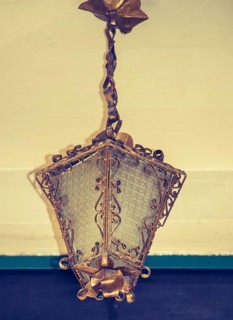 Old electric street lamps made of metal in retro style