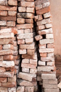 Pile of brick block used for industrial in residential building