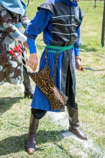 Old style wooden arrows in the case of an archer