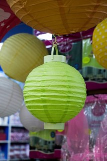 Colorful paper lantern outdoor in the marketplace