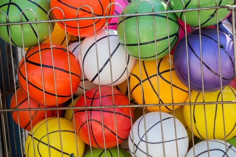Rubber ball of various color as a background