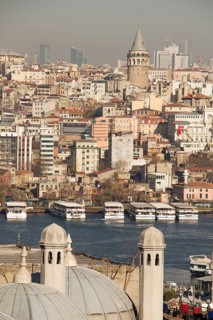 View of the Galata Tower from the Golden Horn of Istanbul